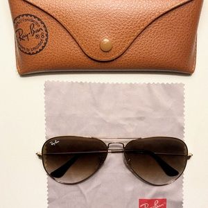 Ray-Ban Light Brown Gold Frame Aviator Sunglasses